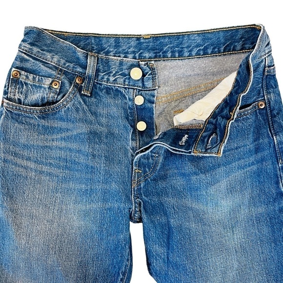 Levi 501 Button Fly Mid Rise Straight Jeans. Blue Whisker Size 25 #803 - Picture 4 of 10